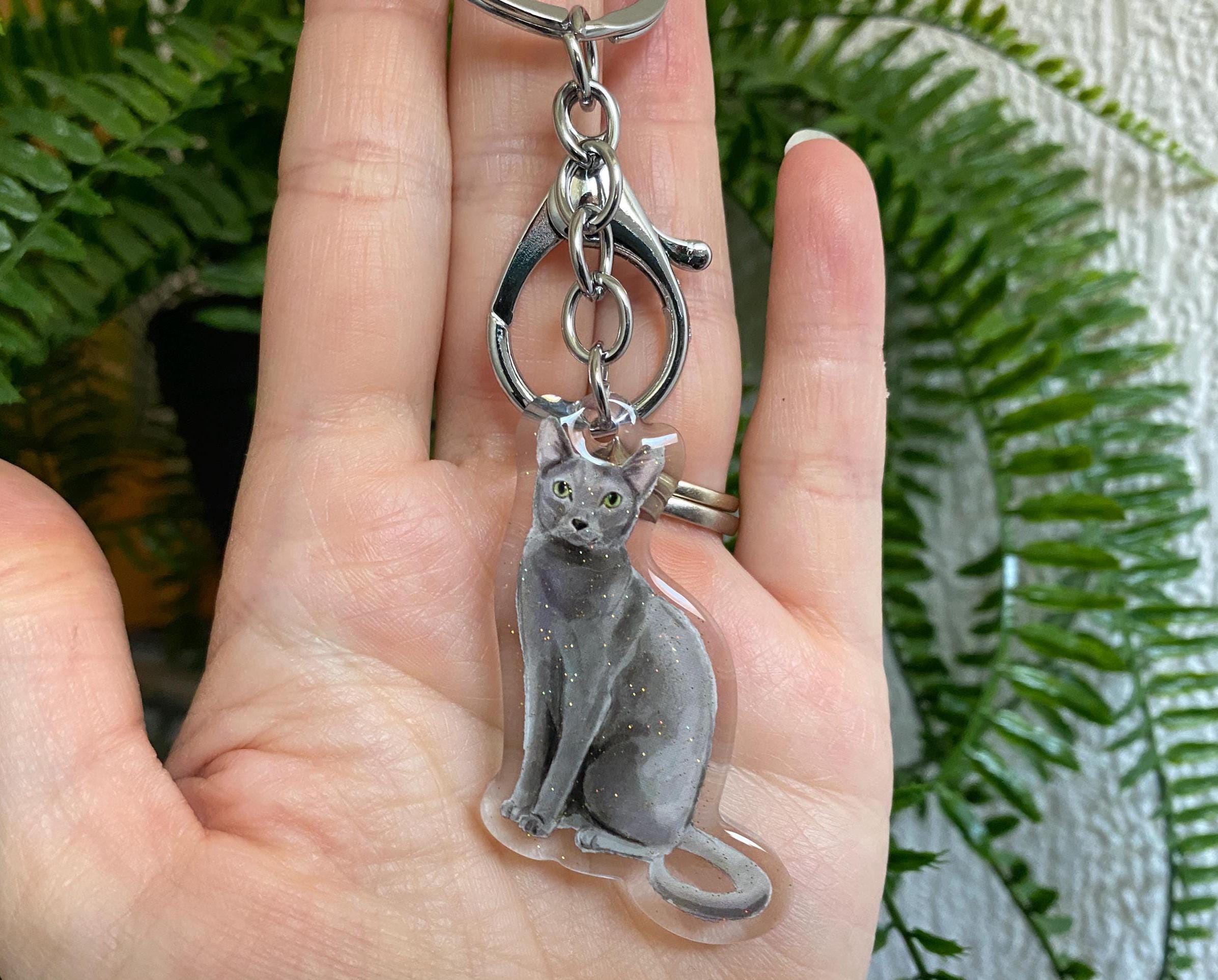 Russian Blue Cat Keyring - Etsy UK