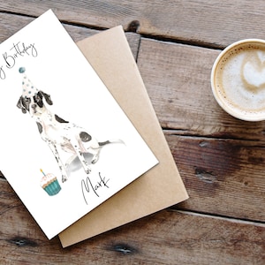 Puntatore inglese personalizzato - biglietto di compleanno del cane - carta degli amanti del cane carta del proprietario del cane, carta del proprietario del cane carta del cane carina carta del cane