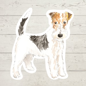 3 x pegatinas de vinilo Fox Terrier de pelo de alambre, pegatina de mamá perro, regalo de amante de los perros, pegatina de computadora portátil, pegatina de bujo, calcomanía de diario de balas, acuarela