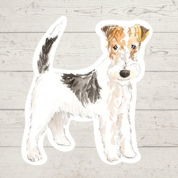 3 x Wire Haired Fox Terrier Vinyl stickers, hond moeder sticker, hondenliefhebber cadeau, laptop sticker, bujo sticker, Bullet journal sticker, aquarel