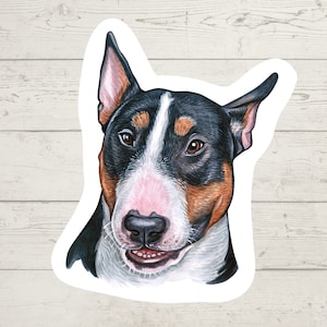 3 x Bull Terrier stickers, dog mum sticker, dog dad, dog lover gift, laptop sticker, bujo sticker, Bullet journal decal, watercolour