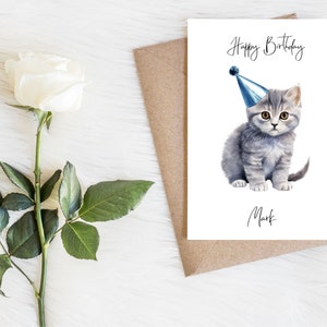 Carte d'anniversaire personnalisée pour chat British Shorthair - Carte pour amoureux des chats Carte de propriétaire de chat, carte d'anniversaire drôle, carte de propriétaire de chat et carte de chat mignon