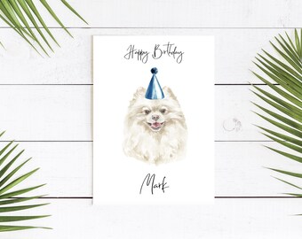 Personalised Pomeranian - dog Birthday card -dog lovers card dog owner card, dog lover card dog owner card Cute dog card