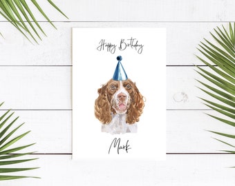 Gepersonaliseerde Engels Springer Spaniel - hond Verjaardagskaart -hondenliefhebbers kaart hond eigenaar kaart, hond lover kaart hond eigenaar kaart Leuke hond kaart