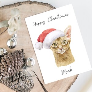 Abyssin personnalisé - Carte de Noël de chat -Carte d’amoureux des chats Carte de propriétaire de chat, carte de Noël drôle, carte d’amoureux de chat Carte de propriétaire de chat, carte de chat mignon