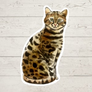 3 x pegatinas de gato de Bengala, pegatina de mamá, pegatina de papá, pegatina de regalo para amantes de los gatos, pegatina para computadora portátil, pegatina de bujo, pegatina de Bullet Journal, pegatina de gato de acuarela