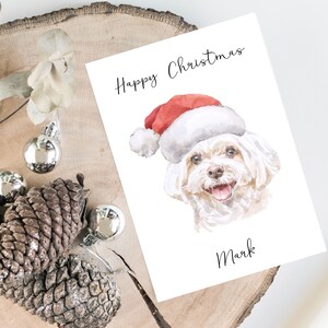 Maltese personalizzato - Biglietto di Natale per cani - Carta per gli amanti del cane, Carta di Natale divertente, Carta per l'amante del cane, Carta del proprietario del cane Carta del cane Carino