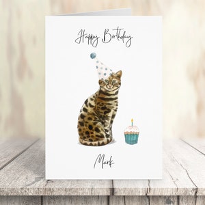 Bengale personnalisé - Carte d’anniversaire chat -Carte d’amoureux de chat Carte de propriétaire de chat, carte d’anniversaire drôle, carte d’amant de chat, carte de propriétaire de chat, carte de chat mignon