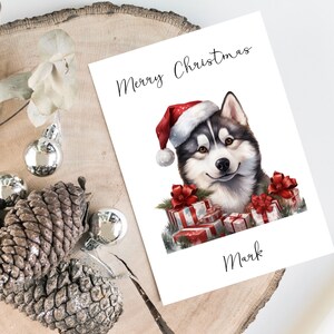 Gepersonaliseerde Malamute - Hond kerstkaart - hondenliefhebbers kaart kaart, grappige xmas x mas kaart, hondenliefhebber kaart, hondeneigenaar kaart Leuke hondenkaart