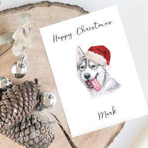 Personalisierte Siberian Husky - Hund Weihnachtskarte -Hundeliebhaber Karte Karte Karte, lustige Weihnachtskarte, Hundeliebhaber Karte, Hundebesitzer Karte Niedliche Hundekarte