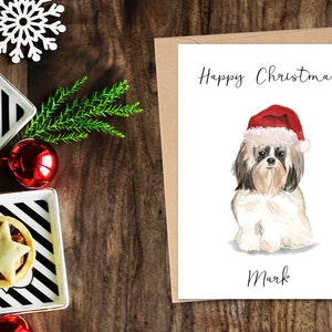 Personalisierte Shih tzu - Hunde Weihnachtskarte - Hundeliebhaber Karte, Lustige Weihnachtskarte, Hundeliebhaber Karte, Hundebesitzer Karte Niedliche Hundekarte