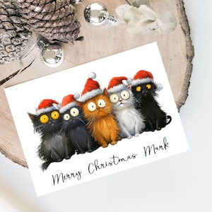 Groupe personnalisé de chats - Carte de Noël de chat - Carte d'amoureux des chats Carte de propriétaire de chat, carte de Noël amusante, carte de propriétaire de chat, carte de chat mignon
