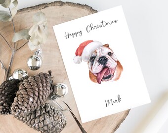 Personalised English Bulldog - Dog Christmas card -dog lovers card card, Funny xmas card, dog lover card, dog owner card Cute dog card