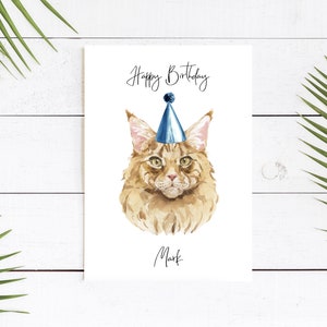 Maine Coon personnalisé - Carte d’anniversaire de chat - Carte d’amour de chat Carte de propriétaire de chat, Carte drôle, Carte d’amour de chat, Carte de propriétaire de chat, Carte de chat mignon