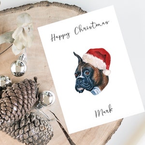 Personalisierte Boxer - Hund Weihnachtskarte - Hundeliebhaber Karte Karte, lustige Weihnachtskarte, Hundeliebhaber Karte, Hundebesitzer Karte Niedliche Hundekarte