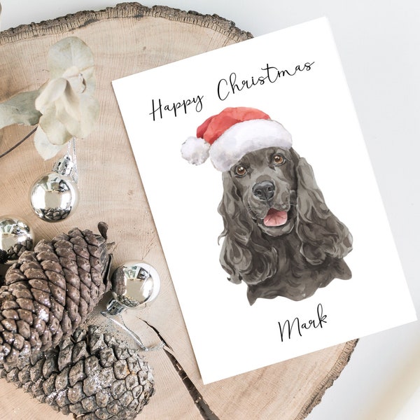 Cocker Spaniel Con Cappello Di Natale Rosso Fotografia Stock - Immagine