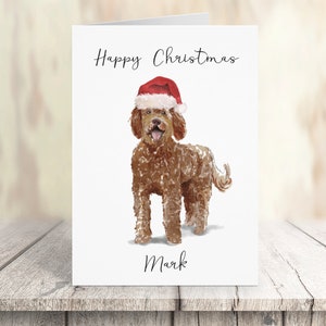 Gepersonaliseerde Labradoodle - Hond Kerstkaart -hond liefhebbers kaart kaart, Grappige kerstkaart, hond lover kaart, hond eigenaar kaart Leuke hond kaart