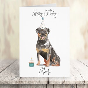 Rottweiler personalizado - tarjeta de cumpleaños del perro -tarjeta de amantes del perro tarjeta del dueño del perro, tarjeta del amante del perro tarjeta del dueño del perro linda tarjeta del perro