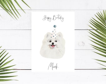 Personalised Pomeranian - dog Birthday card -dog lovers card dog owner card, dog lover card dog owner card Cute dog card