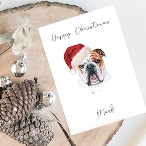 Bouledogue anglais personnalisé - carte de Noël pour chien - carte de carte d'amoureux de chien, carte de Noël drôle, carte d'amant de chien, carte de propriétaire de chien Carte de chien mignon