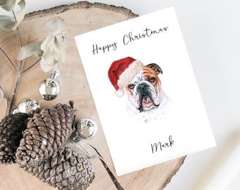 Personalised English Bulldog - Dog Christmas card -dog lovers card card, Funny xmas card, dog lover card, dog owner card Cute dog card