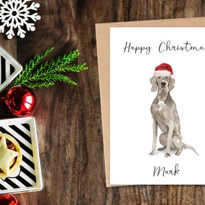 Weimaraner personalizzato - Cartolina di Natale del cane - carta degli amanti dei cani, carta di Natale divertente, carta dell'amante del cane, carta del proprietario del cane Carta del cane carina