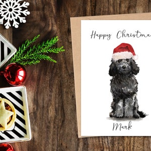 Gepersonaliseerde Black Cockapoo - Hond Kerstkaart -hond liefhebbers kaart kaart, Grappige kerstkaart, hond minnaar kaart, hond eigenaar kaart Leuke hond kaart