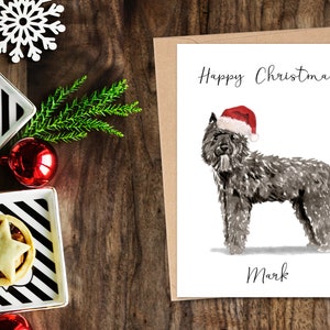 Bouvier des Flandres personnalisé - Carte de Noël pour chien - Carte d’amoureux des chiens, Carte de Noël drôle, Carte d’amoureux des chiens, Carte de propriétaire de chien Carte de chien mignon