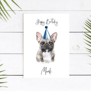 Gepersonaliseerde Franse Bulldog - hond Verjaardagskaart -hondenliefhebbers kaart hond eigenaar kaart, hond lover kaart hond eigenaar kaart Leuke hond kaart
