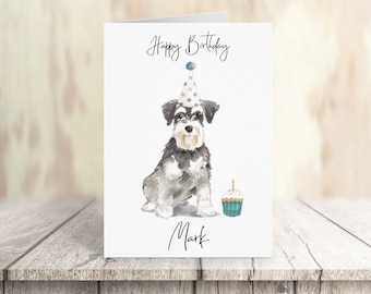 Personalised Miniature Schnauzer - dog Birthday card -dog lovers card dog owner card, dog lover card dog owner card Cute dog card