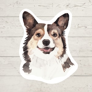 3 x Corgi Vinyl stickers, dog mom sticker, dog dad, dog lover gift, laptop sticker, bujo sticker, Bullet journal decal, watercolour
