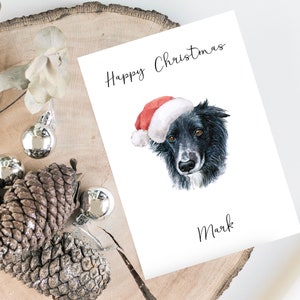 Personalisierte Border Collie - Hund Weihnachtskarte - Hundeliebhaber Karte Karte, lustige Weihnachtskarte, Hundeliebhaber Karte, Hundebesitzer Karte Niedliche Hundekarte