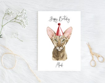 Personalised Oriental Shorthair - Cat Birthday card -Cat lovers card Cat owner card, Funny birthday card,Cat lover card Cat owner card