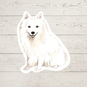3 x Japanese Spitz Vinyl stickers, dog mom sticker, dog lover gift, laptop sticker, bujo sticker, Bullet journal decal, watercolour