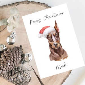 Gepersonaliseerde Doberman- Hond Kerstkaart -hond liefhebbers kaart, Grappige kerstkaart, hond lover kaart, hond eigenaar kaart Leuke hond kaart
