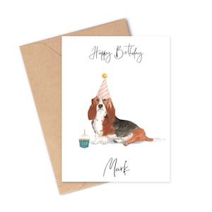 Personalisierte BassetHund - Hund Geburtstagskarte - Hundeliebhaber Karte Hundebesitzer Karte, Hundeliebhaber Karte Hundebesitzer Karte Niedliche Hundekarte