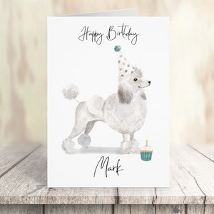 Gepersonaliseerde Witte Poedel - hond Verjaardagskaart -hondenliefhebbers kaart hond eigenaar kaart, hond lover kaart hond eigenaar kaart Leuke hond kaart