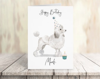 Personalised White Poodle - dog Birthday card -dog lovers card dog owner card, dog lover card dog owner card Cute dog card