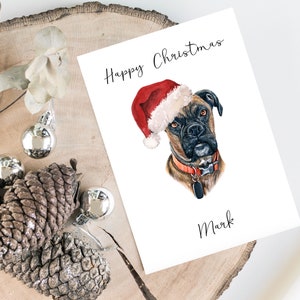 Personalisierte Boxer - Hund Weihnachtskarte - Hundeliebhaber Karte Karte, lustige Weihnachtskarte, Hundeliebhaber Karte, Hundebesitzer Karte Niedliche Hundekarte