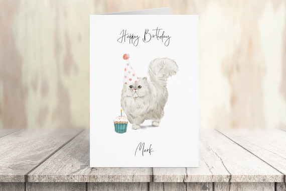 Personalised Persian - Cat Birthday card -Cat lovers card Cat owner card, Funny birthday card, Cat lover card, Cat owner card, Cute cat card