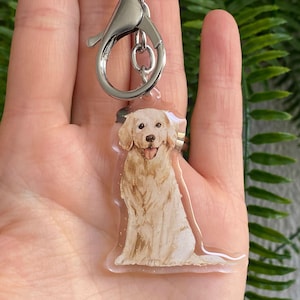 Golden Retriever keyring - clear acrylic glitter Keychain dog lover, key ring, dog owner, Cute gift, key chain, bag charm, dog Mom gift