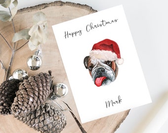 Personalised English Bulldog - Dog Christmas card -dog lovers card card, Funny xmas card, dog lover card, dog owner card Cute dog card