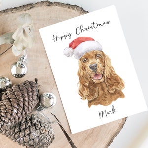 Gepersonaliseerde Cocker Spaniel - Hond Kerstkaart -hond liefhebbers kaart, Grappige kerstkaart, hond lover kaart, hond eigenaar kaart Leuke hond kaart