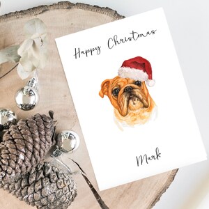 Bulldog inglese personalizzato - Cartolina di Natale per cani - carta per gli amanti dei cani, divertente carta di Natale, carta per gli amanti dei cani, carta del proprietario del cane Carta per cani carini