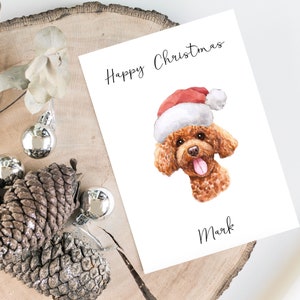 Poodle personalizado - cartão de Natal para cães - cartão para amantes de cães, cartão de Natal engraçado, cartão para amantes de cães, cartão para proprietário de cães Cartão bonito para cães