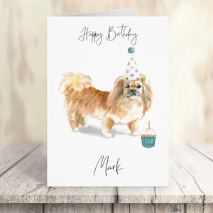 Pékinois personnalisé - carte d’anniversaire de chien - carte d’amour de chien carte de propriétaire de chien, carte d’amour de chien carte de propriétaire de chien carte de chien mignon