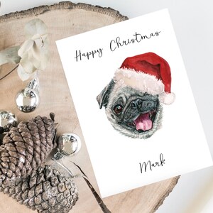 Personalisierte Mops - Hund Weihnachtskarte -Hundeliebhaber Karte Karte Karte, lustige Weihnachtskarte, Hundeliebhaber Karte, Hundebesitzer Karte Niedliche Hundekarte