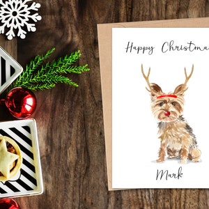 Personalisierte Yorkshire Terrier - Hundeweihnachtskarte - Hundeliebhaber Karte Karte, lustige Weihnachtskarte, Hundeliebhaber Karte, Hundebesitzer Karte Süße Hunde Karte
