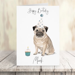 Gepersonaliseerde Mopshond - hond Verjaardagskaart -hondenliefhebbers kaart hond eigenaar kaart, hond minnaar kaart hond eigenaar kaart Leuke hond kaart