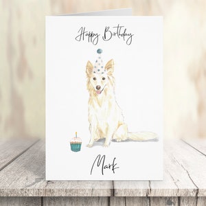 Collie blanc personnalisé - carte d’anniversaire pour chien - carte d’amoureux des chiens carte de propriétaire de chien, carte d’amoureux des chiens carte de propriétaire de chien Carte de chien mignon